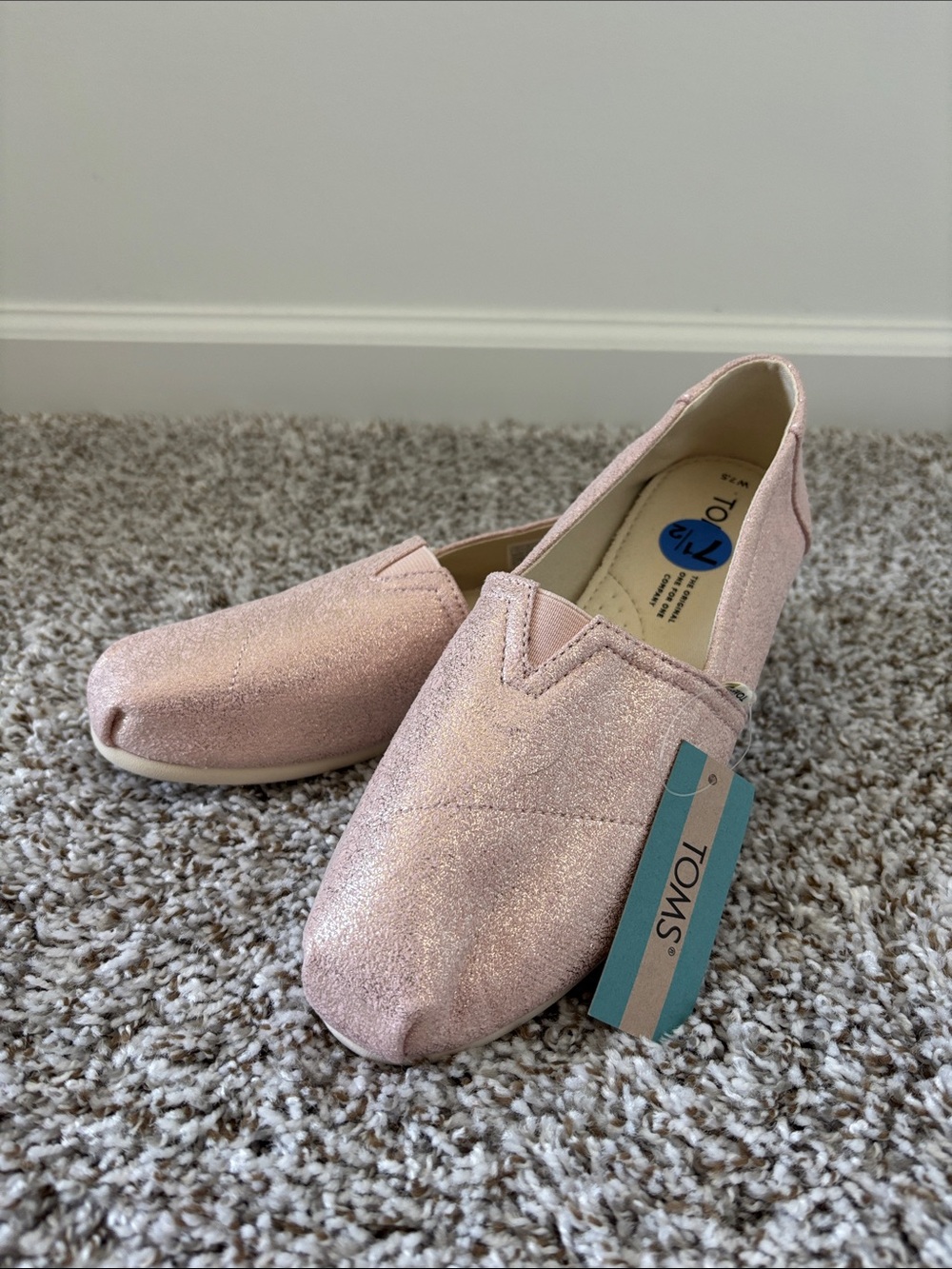 TOMS Women’s Shimmer Pink Slip-On Sneakers